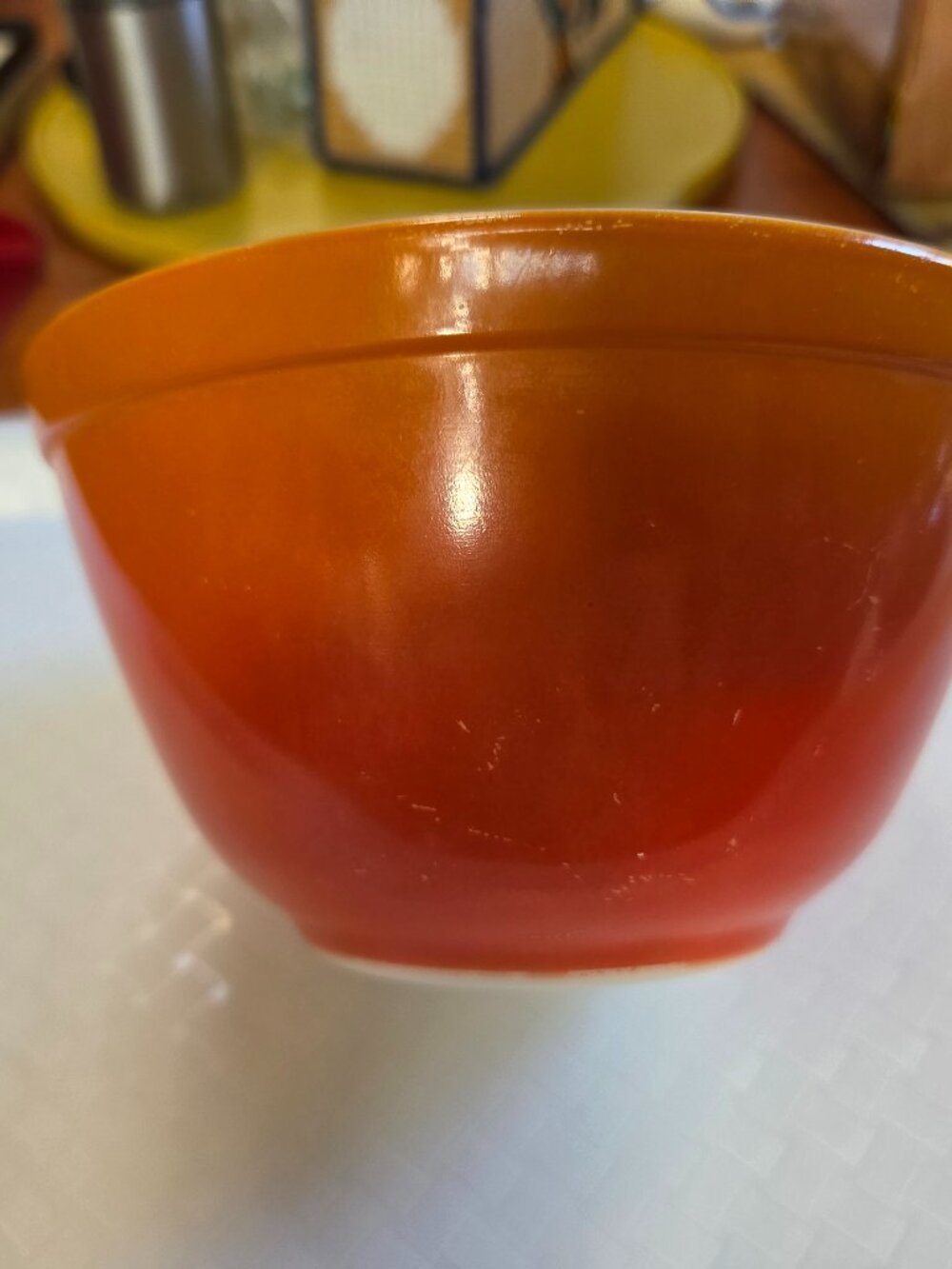Pyrex orange red small mixing bowl 3 cups